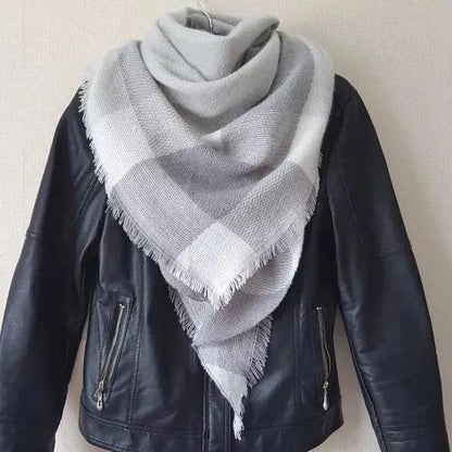 Plaid Triangle Scarves for Women Head Scarf Wraps Red and Blue Bandanas Ponchos Shawls Womens Cashmere Scarves Thicken Warm Fashion Shawls