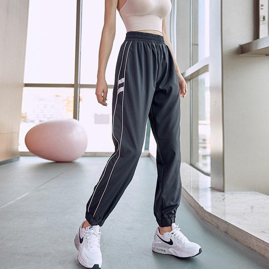 Net Red Sports Fitness Pants Women's Summer Thin Casual High Waist Loose Large Size Beam Pants Quick-drying Thin Yoga Pants