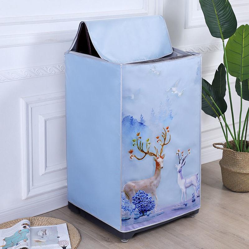 Washing Machine Cover Automatic Sunscreen Laundry Dryer Waterproof Protector Silver Cartoon Animal Printed Dust Proof Case