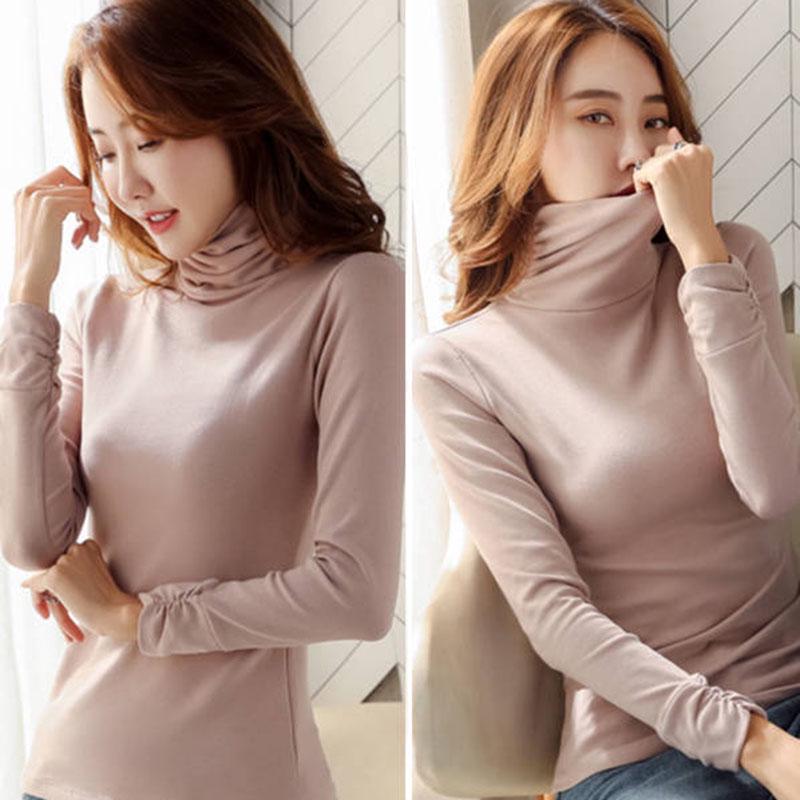Women sweater wool soft warm Korean knitwear Turtleneck Pullover Sweater Bodycon Basic Thick jumper