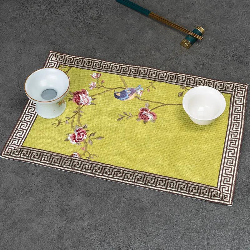 Chinese Style Placemat Insulation Pad Tea Coaster Cotton and Linen Fabric Household Restaurant Table Mat Bowl Mat Tableware Mat