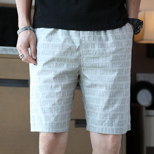 Cotton Pants Men's Summer Trend Beach Pants for Outer Wear At Home Loose Printed Casual Shorts