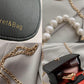 Women Mini Shoulder Messenger Bags Casual Female Crossbody Bags Portable PU Leather Big Pearl Metal Chain