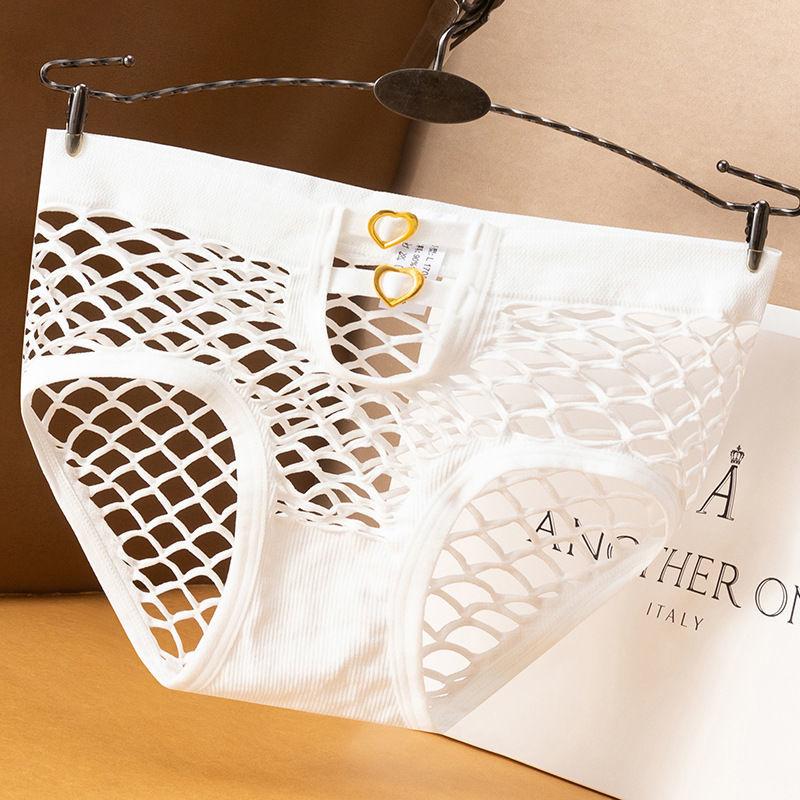 Feminine Lace Cotton Panties Large Mesh Mesh Hollow Waist Underwear Ladies Metal Breathable Briefs