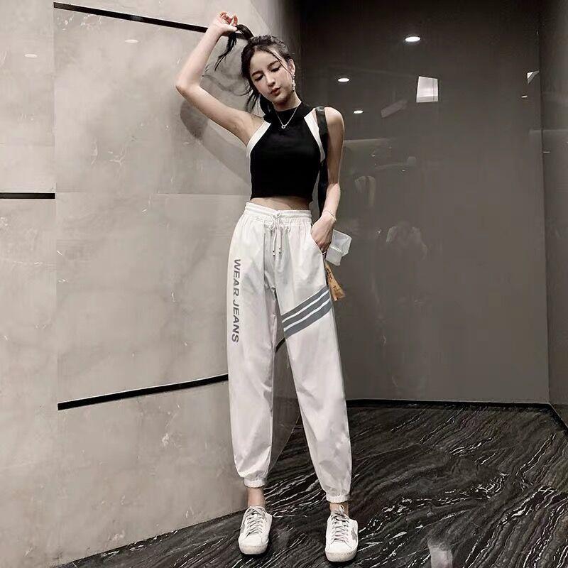 Plus Spring and Summer Handsome Hip-hop Pants Women Korean Style Trendy Student Loose Sweatpants Look Thin Casual and Versatile