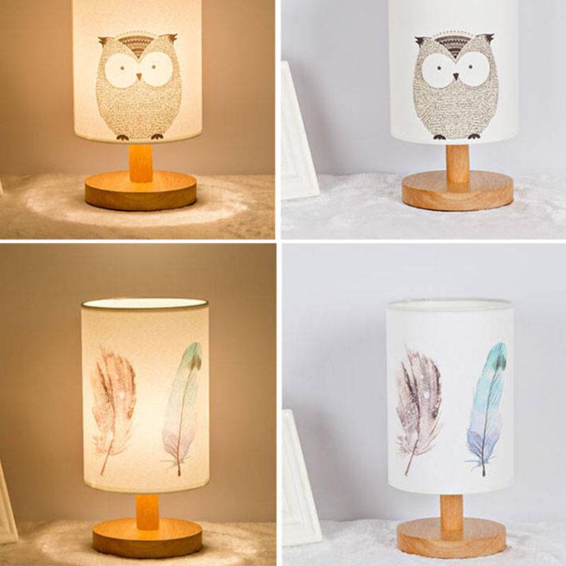 Led Wood Table Lamp Eye Protection Desk Lamp Bedroom Study Bedside  Night  Lamp