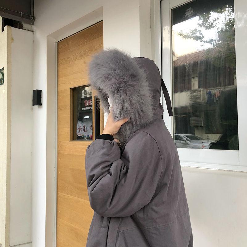 Hooded Big Fur Collar Korean Version of The Trendy Winter Coat for Male Students Loose and Versatile Mid-length Padded Jacket Thick Coat