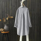 Embroidered Mid-length Long-sleeved Cotton Shirt Women's Pinstripe All-match Literary and Artistic Large Size Loose Shirt Top