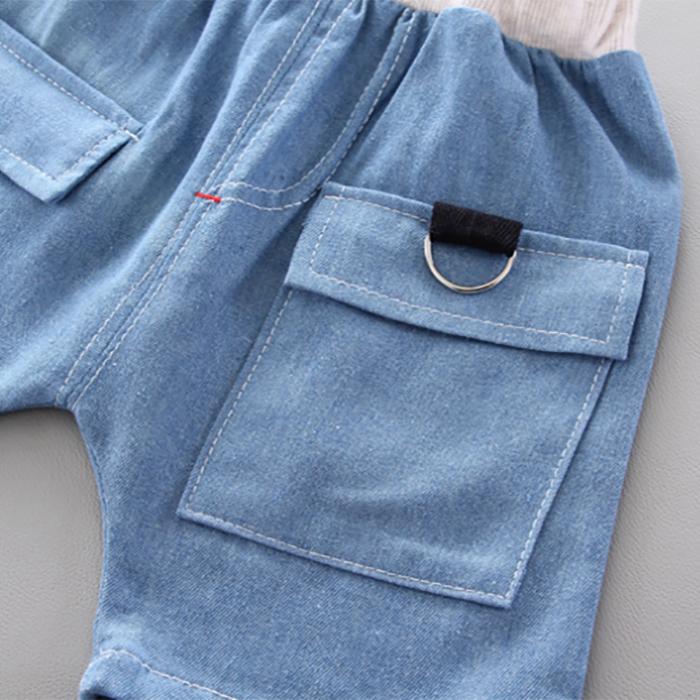 Children's Summer Wear Two Piece Set of Boys' and Girls' Korean Plaid Collar Short Sleeve Shirt and Shorts