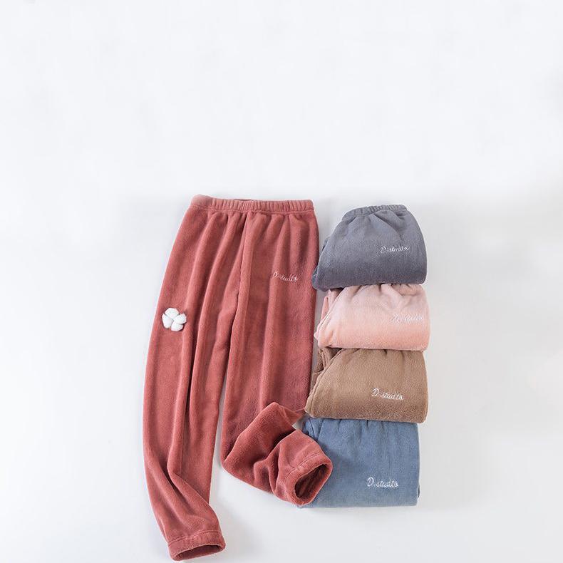 Women Warm Pajamas Suit Winter Home Wear Coral Fleece Thick Velvet Sleepwear Top and Pants Set Pullover O Neck Casual Loose Long Sleeve Flannel Pyjama