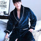 Large Size Lapel Robe Coat Love Print Pajamas Men Home Clothes Ladies Absorbent Quick-drying  Bathrobe Long