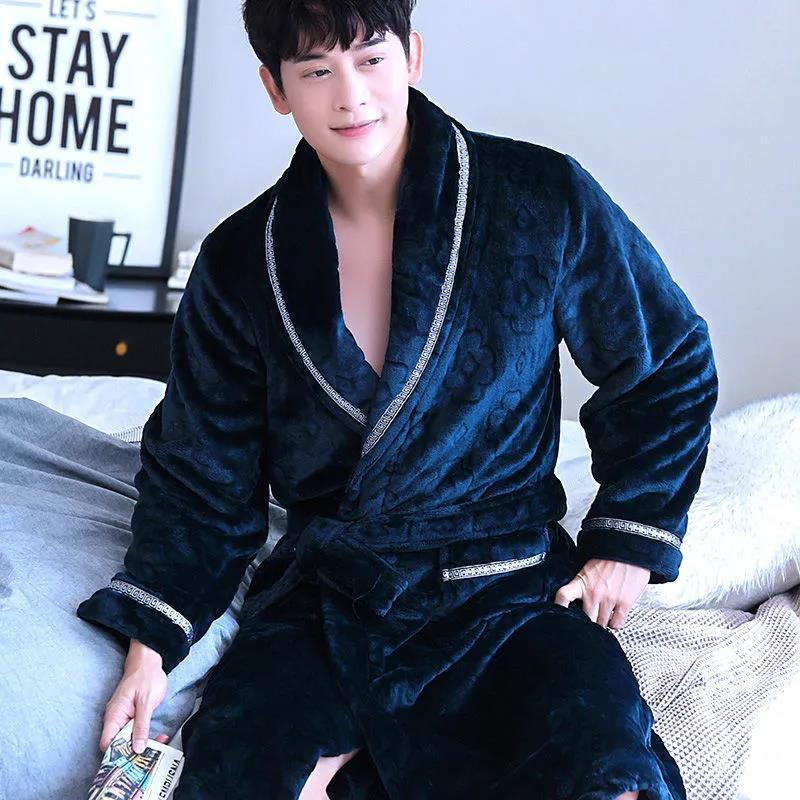 Large Size Lapel Robe Coat Love Print Pajamas Men Home Clothes Ladies Absorbent Quick-drying  Bathrobe Long