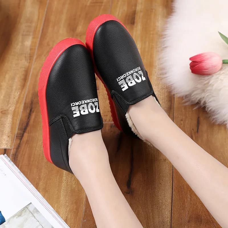 Winter Warm Korean Version of All-match Waterproof Plus Velvet Padded Cotton Shoes Flat-bottomed Cotton Shoes for Women