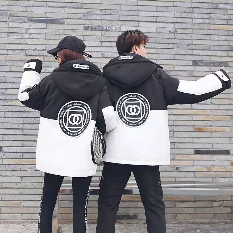 Couple Down Jacket Women Mid-length Korean Version Ins Loose Large Size Thick Winter Tooling Jacket White Duck Down Warm Jacket