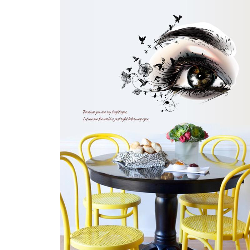 Beautiful eyes Personality creative entrance TV wall decoration wall stickers romantic wallpaper