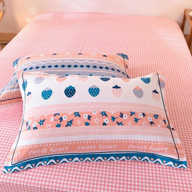 Pillowcase Pure Cotton A Pair of Single Pillowcases Brushed and Thickened 48x74cm Adult Pastoral Style Cotton Soft Pillow Core