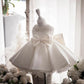 Children's Dress Princess Skirt Flower Girl Wedding Birthday Baby Sweet Dress Girl Piano Host Performance Costume Round Neck Sleeveless Bow Decoration