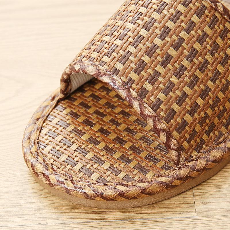 Summer Stand Bamboo Mat Rattan Couple Slippers Indoor Natural Color Indoor Home Sandals