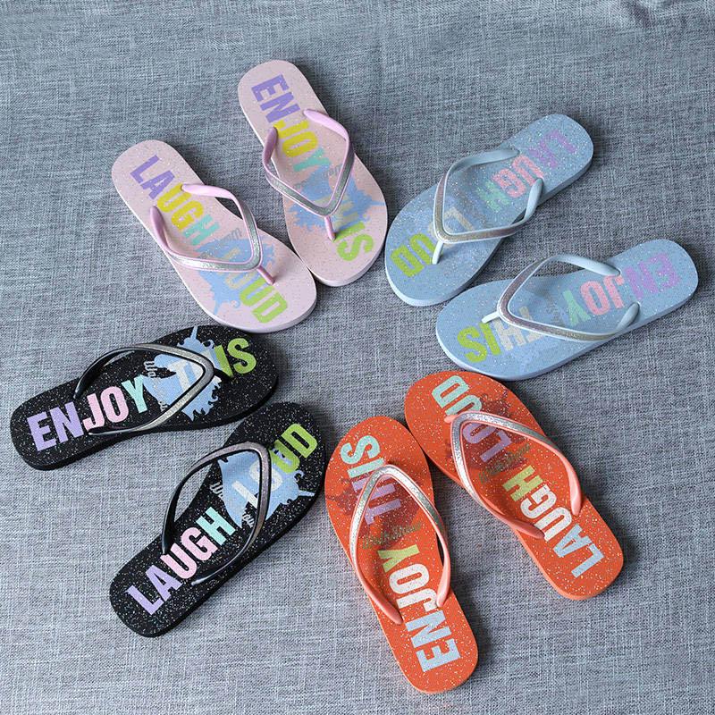 Flip-flop female summer fashion wear personality student non-slip beach versatile flat slippers