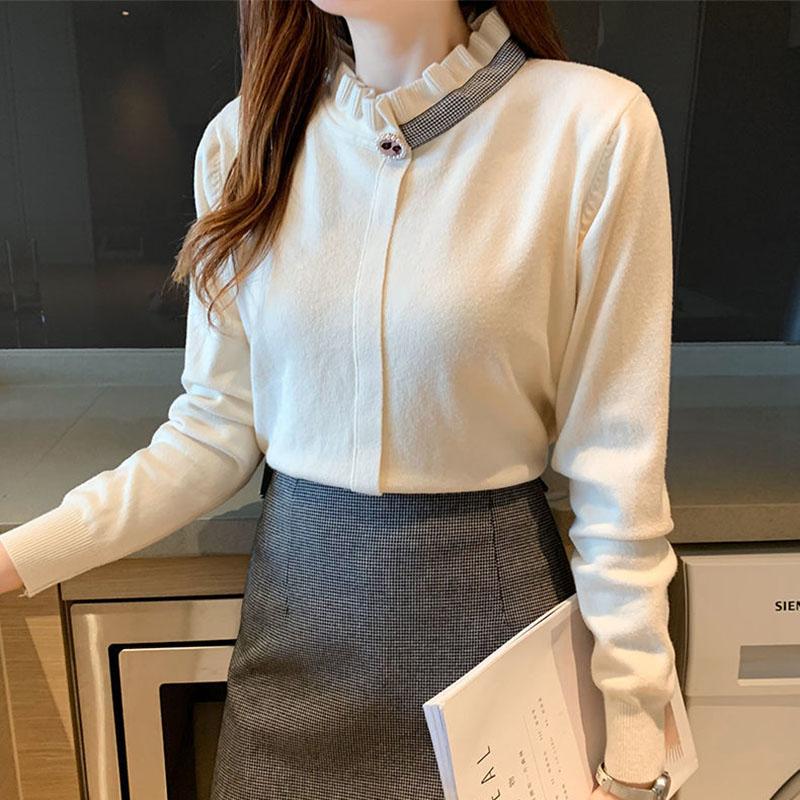 Autumn and Winter Pullover Loose-fitting Outer Wear Fashionable Bottoming Shirt Long-sleeved Knitted Female Top