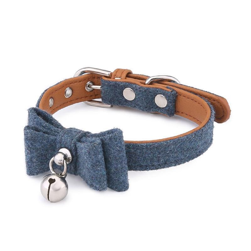 Pet Cat Cute Bow Tie Polyester Dog Collar Teddy Hiromi Pet Bell Collar Cat Dog Universal Pet Bowtie Neck Docor Adjustable Size Kitten Collar