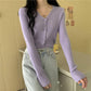 Early Autumn V-neck Sweater Long-sleeved Cardigan Sweater Small Coat All-match Female Gentle Wind Ladies Slim Pure Color Simple Top