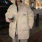 Winter Ladies Down Jacket Korean Fashion PU Loose Thick Warm Hooded Couple Down Jacket