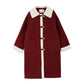 Autumn and Winter Woolen Coat with Horns Buckle Lamb Wool Thick Woolen Coat Women's Mid-length Lapel Woolen Coat