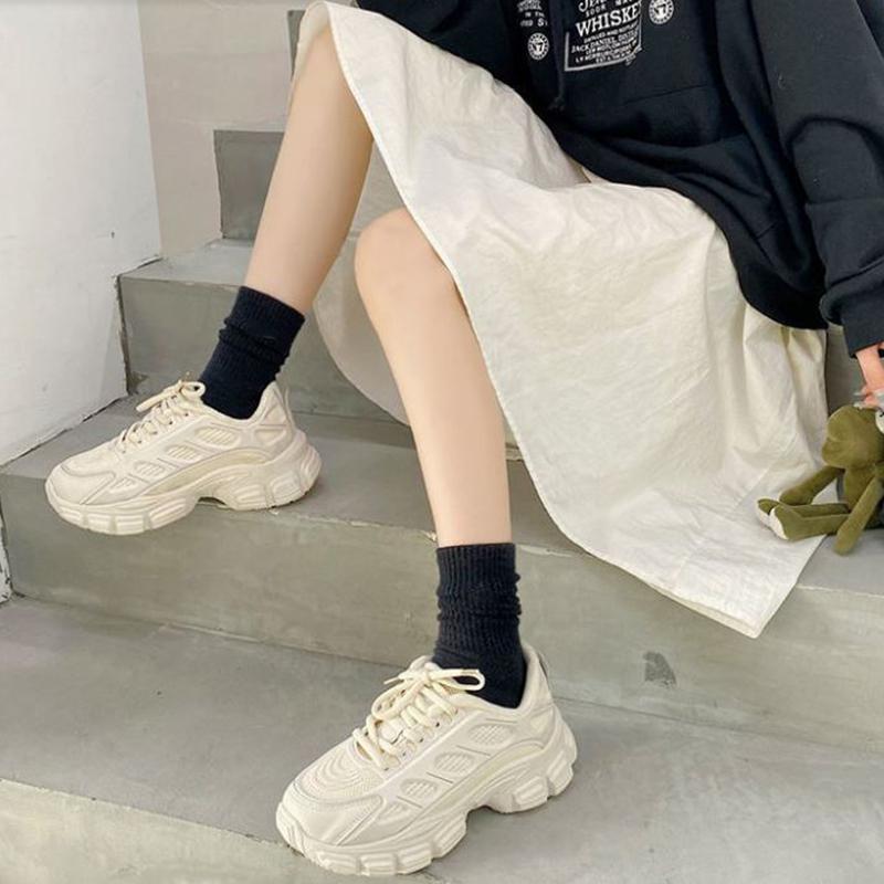 Daddy Shoes Women All-match Spring Sports Shoes Women Casual Comfortable Thick-soled Black Shoes Women