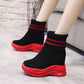 Thick-soled Ankle Boots Inner Heightening Suede Casual Snow Boot Plus Velvet Inner Martin Boots Women Soft Sole  Winter Footwear