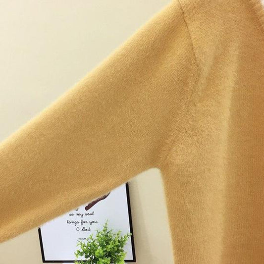 Women's Autumn and Winter Sweater Large Size Pullover Preppy Style Loose Half-high Collar Bottomed Sweater