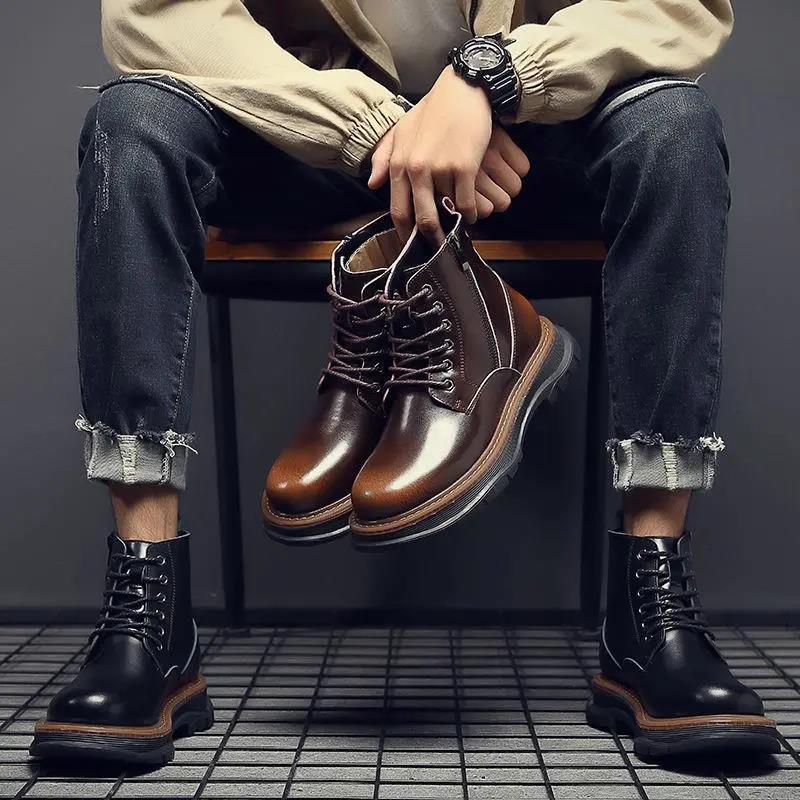 Martin Boots Autumn Men's High-top Boots Men's Leather Men's High-top Shoes Men's Motorcycle Boots Leather Boots