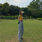 WTEMPO Retro Hollow High Waist Spring Mop Jeans Women Loose Thin Skinny Wide Leg Pants Wild Long Pants