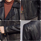 Black Female Leather Jacket Spring and Autumn Slim Slimming Short Lapel All-match PU Leather Jacket