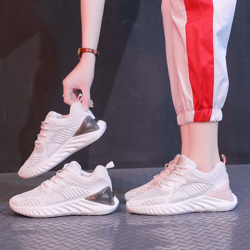 Women's Cushion Running Shoes Breathable Sneakers Textile Sport Shoes White Casual Shoes for Women
