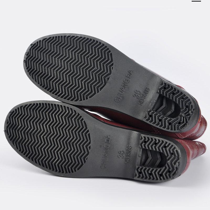 Ladies Rain Boots Mid Tube Faux Leather Anti-Slip Water Shoes Water Boots Kitchen Waterproof Shoes