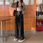 Drawstring Sports Pants Women's Spring and Summer High Waist Straight Loose Drape Pants Casual Lazy Wind Wide Leg Pants