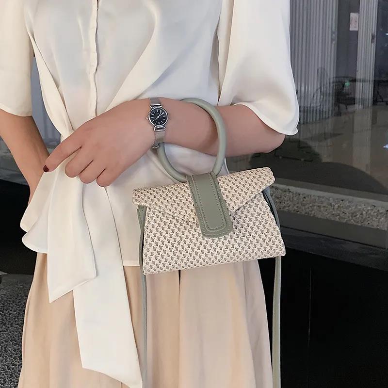 Mini Bag Women Casual Woven Shoulder Bag Handbags Small Capacity Vintage Wristlet Crossbaby Bag
