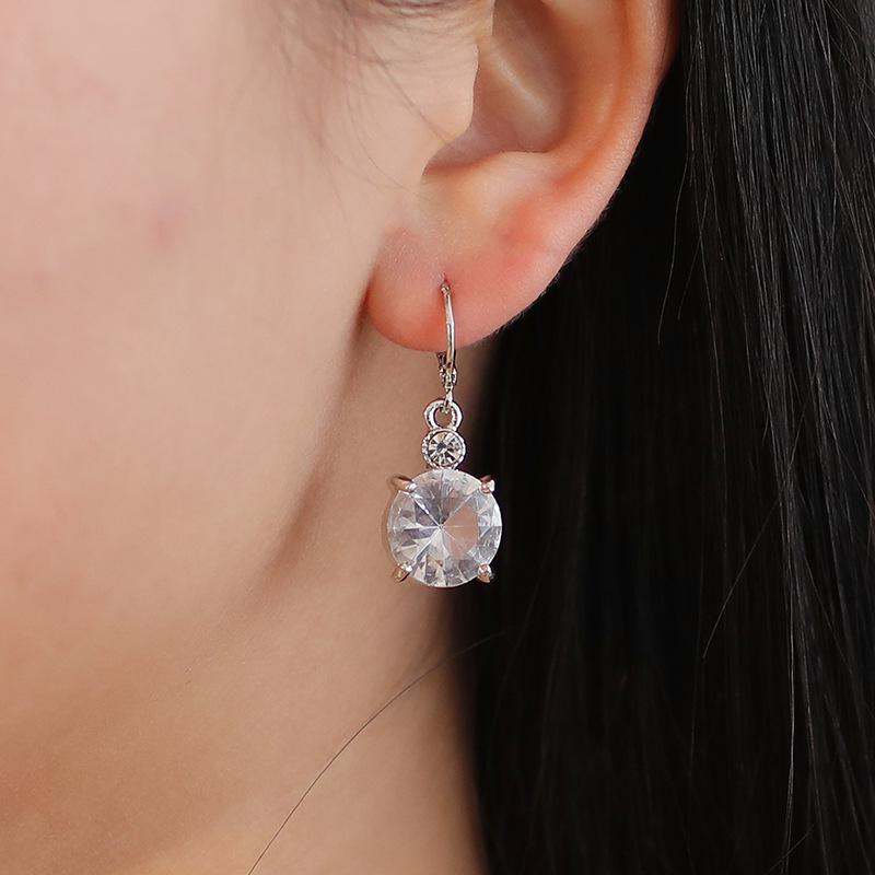 Fashion Bridal Jewelry Round Crystal Zircon Earrings Necklace Set Exquisite Jewelry Set