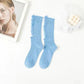 Fall/winter Socks Women's Ripped Pure Cotton Socks High Tube Tailoring Pile Socks Solid Color Knitted Socks