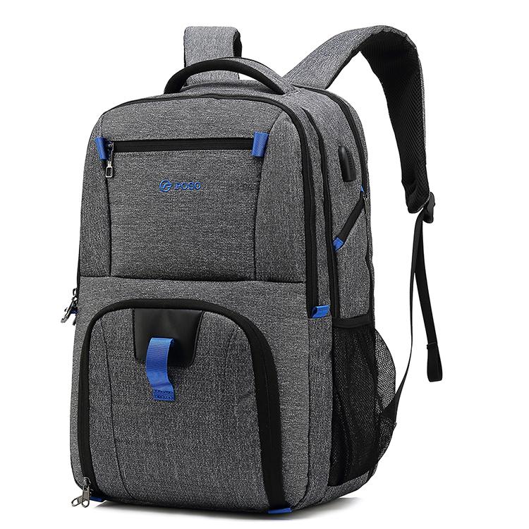 Men's Backpack Waterproof/Large Capacity /USB Charging Laptop Backpack 17 Inch School Bag for Boy Nylon/Canvas Black/Gray PS-501