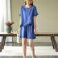 Suit Women Imitation Cotton Linen T-shirt Short-sleeved Top Wide-leg Shorts Two-piece Loose Large Size Casual Suit Home Service