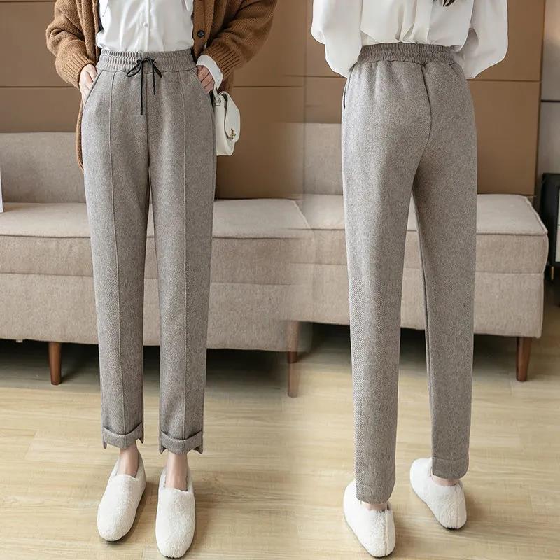 Woolen Pants Women's Autumn and Winter Models, Outer Wear Korean Version of All-match Radish Feet Pants Casual Trousers Women