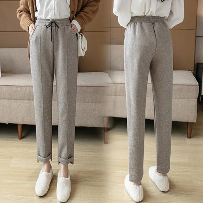 Woolen Pants Women's Autumn and Winter Models, Outer Wear Korean Version of All-match Radish Feet Pants Casual Trousers Women