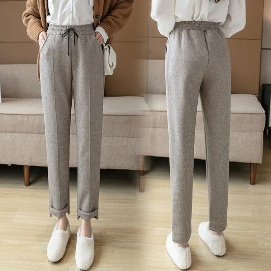 Woolen Pants Women's Autumn and Winter Models, Outer Wear Korean Version of All-match Radish Feet Pants Casual Trousers Women