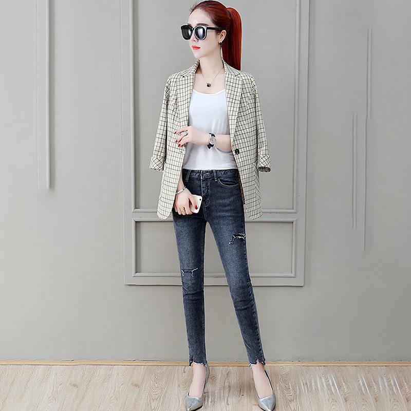 Autumn Women Plaid Blazers and Jackets Work Office Lady Suit Slim Single-breasted Business Female Blazer Coat Women's Casual Jacket