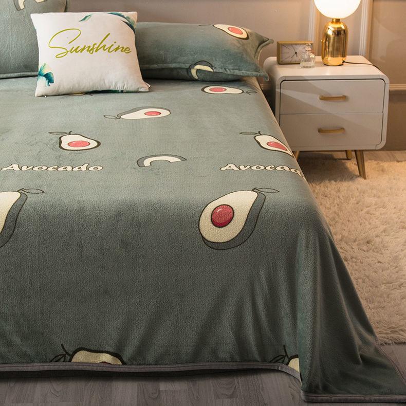 Coral Fleece Sheet Single Piece Plush Thick Blanket Warm Double Flannel Blanket Print Soft Multi-Size Coverlet