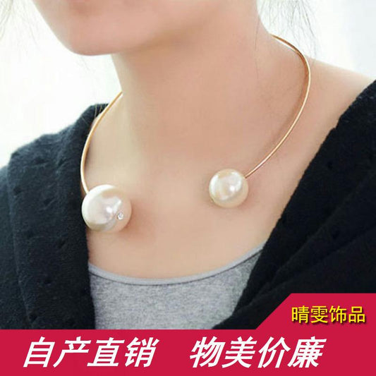 Fashion Show Size Pearl Short Money Circle Personalized Fashion Necklace Exaggerated Item Female