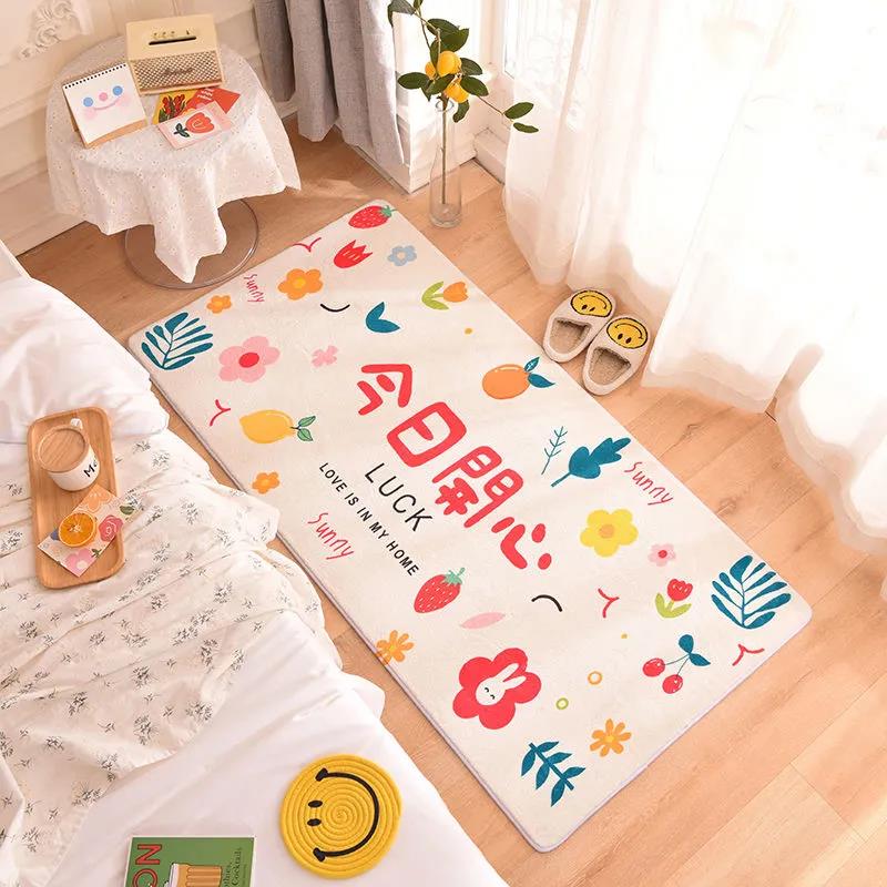 Imitation Cashmere Carpet Bedroom Bedside Blanket Short-haired Cartoon Pattern Cushion Sleeping and Sitting Household Carpet