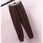 Plus Velvet Padded Pants Women Winter Korean Version of Loose-fitting Feet Slimming Sports Students Elastic Waist Trousers Harem Trousers